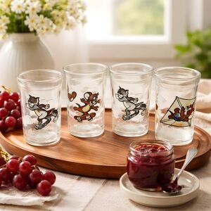 Vintage Welch's Jelly Tom & Jerry Set of 4 Glassware -set #2